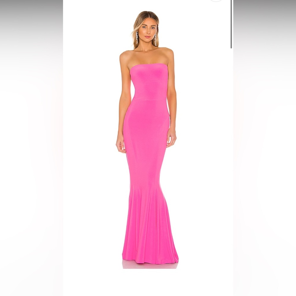 Norma Kamali Strapless Hot Pink Maxi Gown